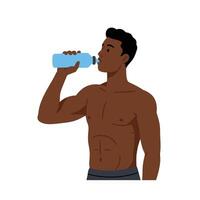 A man drinking water from a bottle vector