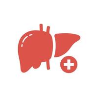 Liver icon with a cross and a red arrow vector