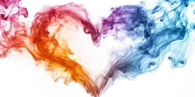 Colorful smoke creates a heart shape in an artistic display of love and emotion photo