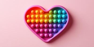 Colorful heart-shaped sensory toy designed for stress relief and focus enhancement in playful settings photo