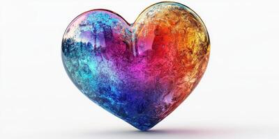 Colorful glass heart sculpture creating a vibrant centerpiece for home decor or art display photo