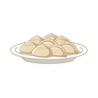 A plate of dumplings on a white background vector