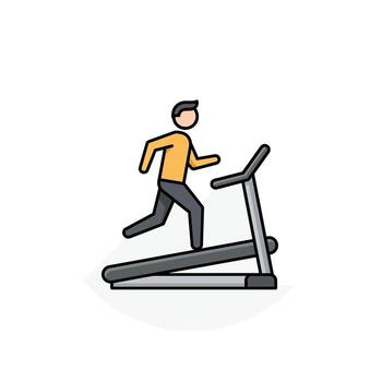 A man is running on a treadmill and doing workout vector