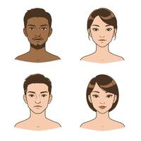 Four different people's faces in different poses vector