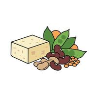 A block of cheese, beans and peas vector
