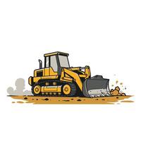 A bulldozer is shown in a cartoon style vector