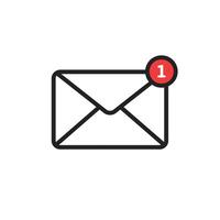 An email envelope icon with a red dot vector