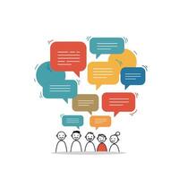 People talking with speech bubbles above them vector