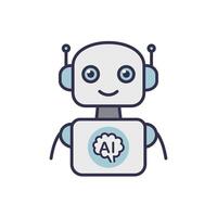 A robot with a brain icon on a white background vector