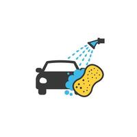 Car wash icon with sponge and water vector