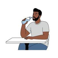 An illustration of a man drinking water vector
