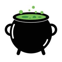 A black pot with green liquid in it vector
