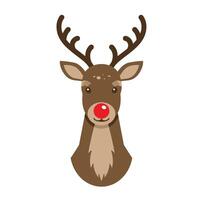 A reindeer head with red nose on a white background vector