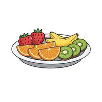 A plate of fruit with strawberries, oranges and kiwi vector