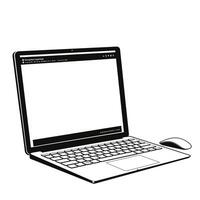 Laptop computer with mouse and keyboard illustration vector