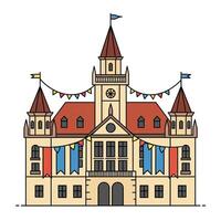 A building with flags and flags on it vector
