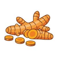 A pile of ginger root and coins vector