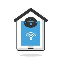 Home security camera icon with wifi symbol vector