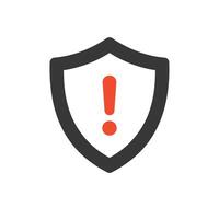A shield with an exclamation mark on it vector