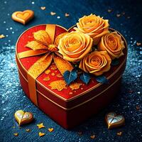 4k image of a vibrant red heart shape gift box photo