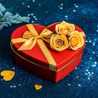Red Box With Three Roses photo