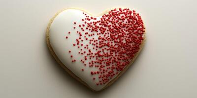 Heart-shaped cookie decorated with red sprinkles for a romantic occasion photo
