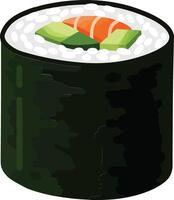 A Sushi Roll With a Piece of Avocado on Top vector