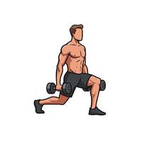 A man is doing a squat with dumbbells vector