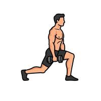 A man is doing a squat with a dumbbell vector