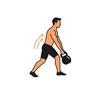 A man is doing a kettlebell exercise vector