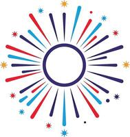 A colorful fireworks logo with a circle vector