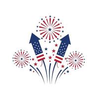 Fireworks with stars and stripes on a white background vector