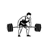 A silhouette of a man lifting a barbell vector