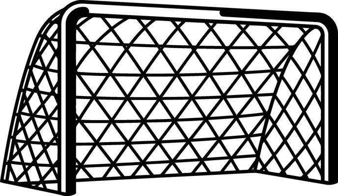 A black and white drawing of a goal