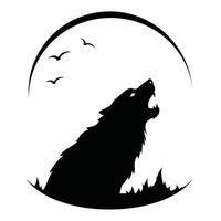 A wolf howling in the moonlight vector