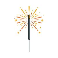 A sparkler is lit on a white background vector