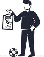 A man holding a clipboard and a soccer ball vector