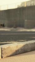 Empty beach car park spaces covered in asphalt. video