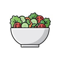 A bowl of salad with cucumbers, tomatoes and lettuce vector
