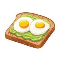 Avocado toast with eggs illustration vector