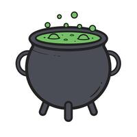 A cauldron with green liquid and a green potion vector