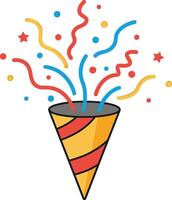 A colorful cone with confetti and stars vector