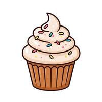 A cupcake with frosting and sprinkles on top vector