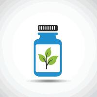 A bottle with a plant inside it on a white background vector