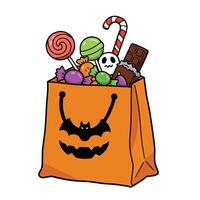 Halloween bag with candy and candy canes vector