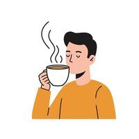 Man drinking coffee illustration vector
