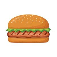 A hamburger with lettuce and cheese on a white background vector