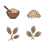 Wheat icon set with a bowl and a spoon vector
