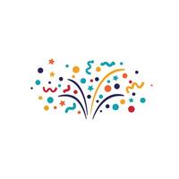 A colorful confetti icon with stars and confetti vector
