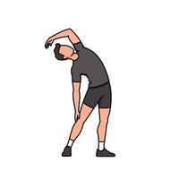 A man is doing a stretch in a pose vector